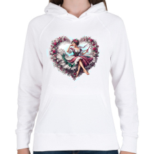 PRINTFASHION Magyar lány  - Női kapucnis pulóver - Fehér női pulóver, kardigán