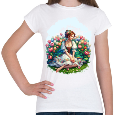 PRINTFASHION Magyar lány tulipánok közt - Női póló - Fehér
