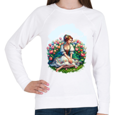 PRINTFASHION Magyar lány tulipánok közt - Női pulóver - Fehér