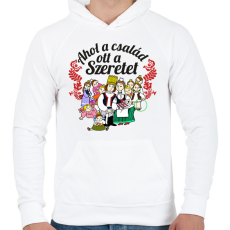 PRINTFASHION magyar népmese család - Férfi kapucnis pulóver - Fehér