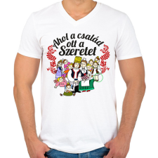 PRINTFASHION magyar népmese család - Férfi V-nyakú póló - Fehér férfi póló