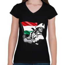 PRINTFASHION Magyar Patrióta  - Női V-nyakú póló - Fekete női póló