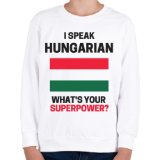PRINTFASHION Magyar szupererő - Gyerek pulóver - Fehér