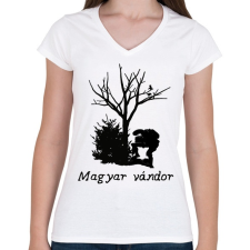 PRINTFASHION magyar vándor - Női V-nyakú póló - Fehér női póló