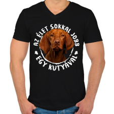 PRINTFASHION Magyar Vizsla - Férfi V-nyakú póló - Fekete férfi póló