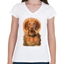 PRINTFASHION Magyar vizsla - Női V-nyakú póló - Fehér női póló