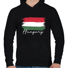 PRINTFASHION Magyar zászló - Hungary - Férfi kapucnis pulóver - Fekete férfi pulóver, kardigán