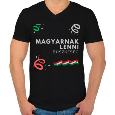 PRINTFASHION Magyarnak lenni - Férfi V-nyakú póló - Fekete