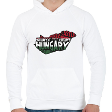 PRINTFASHION Magyarország szavak póló - Férfi kapucnis pulóver - Fehér