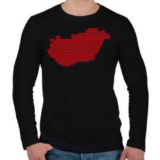 PRINTFASHION Magyarország szívekkel - Férfi hosszú ujjú póló - Fekete