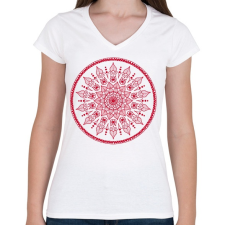 PRINTFASHION Magyaros mandala - Női V-nyakú póló - Fehér női póló