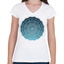 PRINTFASHION Maha Mrityunjaya Mantra - Női V-nyakú póló - Fehér női póló