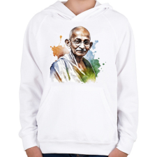 PRINTFASHION Mahatma Gandhi - Gyerek kapucnis pulóver - Fehér gyerek pulóver, kardigán