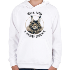 PRINTFASHION Maine Coon - Legjobb barát - Gyerek kapucnis pulóver - Fehér gyerek pulóver, kardigán