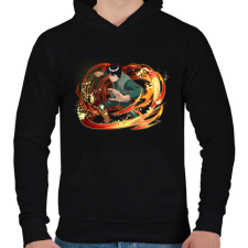 PRINTFASHION Maito Gai - Férfi kapucnis pulóver - Fekete férfi pulóver, kardigán