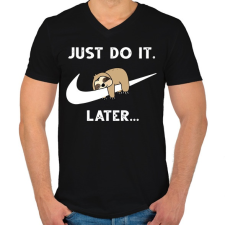 PRINTFASHION Majd később!!! - Férfi V-nyakú póló - Fekete férfi póló