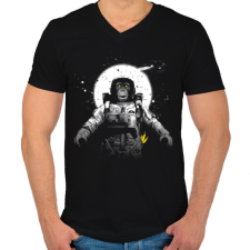 PRINTFASHION Majom az űrben - Férfi V-nyakú póló - Fekete férfi póló
