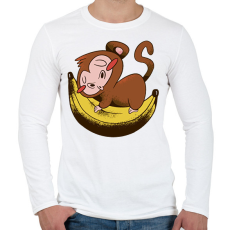 PRINTFASHION Majom banánon - Férfi hosszú ujjú póló - Fehér