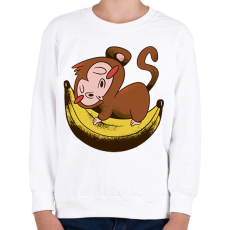 PRINTFASHION Majom banánon - Gyerek pulóver - Fehér