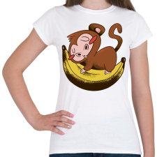 PRINTFASHION Majom banánon - Női póló - Fehér női póló