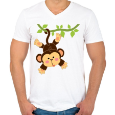 PRINTFASHION Majom - Férfi V-nyakú póló - Fehér férfi póló