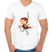 PRINTFASHION Majom - Férfi V-nyakú póló - Fehér férfi póló