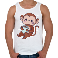 PRINTFASHION Majom kávéval - Férfi atléta - Fehér atléta, trikó