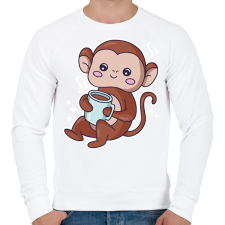 PRINTFASHION Majom kávéval - Férfi pulóver - Fehér férfi pulóver, kardigán