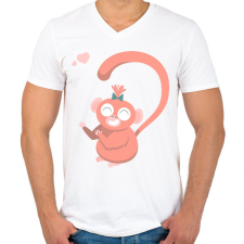 PRINTFASHION Majom szív - női - Férfi V-nyakú póló - Fehér férfi póló