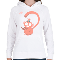 PRINTFASHION Majom szív - női - Női kapucnis pulóver - Fehér