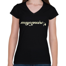 PRINTFASHION majonéz - Női V-nyakú póló - Fekete