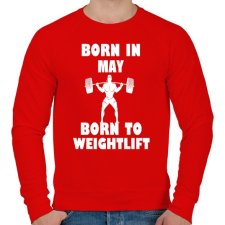 PRINTFASHION Májusban születve - súlyemelésre születve - Férfi pulóver - Piros férfi pulóver, kardigán