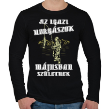 PRINTFASHION Májusi horgász - Férfi hosszú ujjú póló - Fekete férfi póló