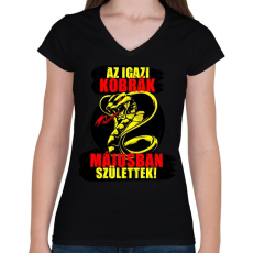 PRINTFASHION Májusi Kobra - Női V-nyakú póló - Fekete