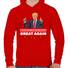 PRINTFASHION MAKE CHRISTMAS GREAT AGAIN - Férfi kapucnis pulóver - Piros