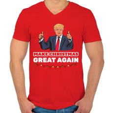 PRINTFASHION MAKE CHRISTMAS GREAT AGAIN - Férfi V-nyakú póló - Piros