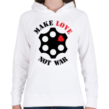 PRINTFASHION make love not war - Női kapucnis pulóver - Fehér női pulóver, kardigán