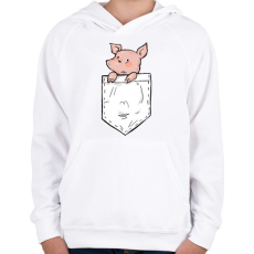 PRINTFASHION Malac zsebben - Gyerek kapucnis pulóver - Fehér