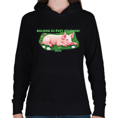 PRINTFASHION malacka szöveggel - Női kapucnis pulóver - Fekete