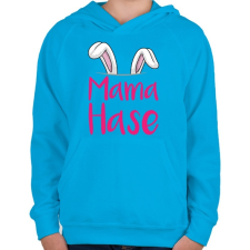 PRINTFASHION Mama Hase - Gyerek kapucnis pulóver - Azúrkék gyerek pulóver, kardigán