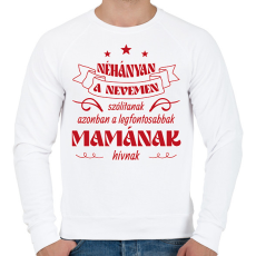 PRINTFASHION Mamának hívnak - Férfi pulóver - Fehér