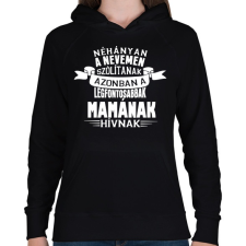 PRINTFASHION Mamának hívnak - Női kapucnis pulóver - Fekete női pulóver, kardigán