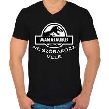 PRINTFASHION MAMASAURUS - Férfi V-nyakú póló - Fekete férfi póló