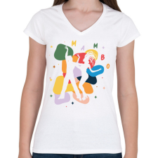 PRINTFASHION Mambo - Női V-nyakú póló - Fehér női póló