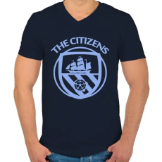 PRINTFASHION Man City - Férfi V-nyakú póló - Sötétkék