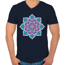 PRINTFASHION Mandala - Férfi V-nyakú póló - Sötétkék férfi póló