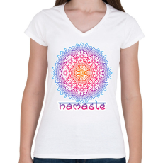 PRINTFASHION Mandala - Női V-nyakú póló - Fehér