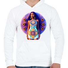 PRINTFASHION Mandala ruhás lány - Férfi kapucnis pulóver - Fehér