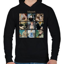 PRINTFASHION Manet - részleket - Férfi kapucnis pulóver - Fekete férfi pulóver, kardigán