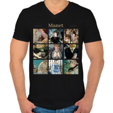 PRINTFASHION Manet - részleket - Férfi V-nyakú póló - Fekete férfi póló